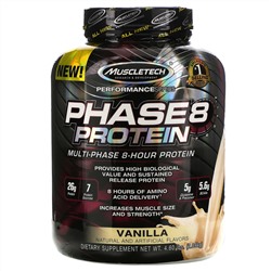 Muscletech, Серия Performance, Phase8, многофазный 8-часовой белок, со вкусом ванили, 2,09 кг (4,60 фунта)