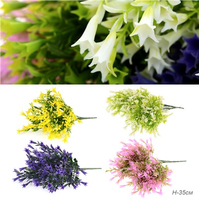 Цветок искусственный Колокольчик 35 см / W234/уп 2/600/ (Светло-зеленый / белый)