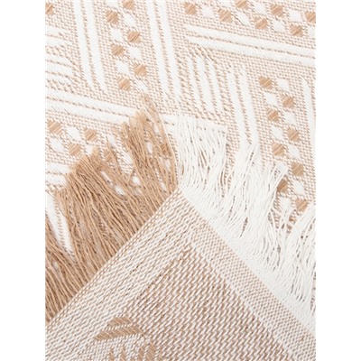 Плед с бахромой «Этель» Home, 130×180 см, бежевый, жаккард