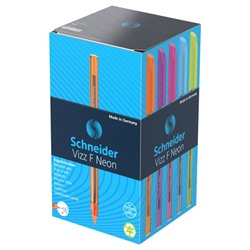 Ручка шариковая 0.8мм "Vizz F Neon" синяя, прозрачный корпус неон ассорти 102130 Schneider