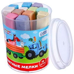 Мелки цветные, 12 штук, 10 цветов «Синий трактор»