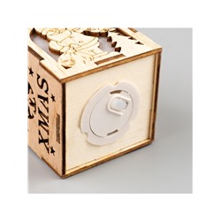 Ёлочная игрушка «Домик с Дедом Морозом с мешком», 8×6.5×6 см, от батареек, свечение тёплое белое