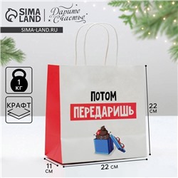 Пакет подарочный новогодний «Потом передаришь», 22×22×11 см