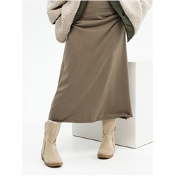 Полусапоги женские бежевые замшевые с замком на литой подошве