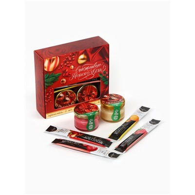 Подарочный набор новогодний «Счастливого нового года»: крем-мёд 2 шт., мёд в стиках 4 шт.