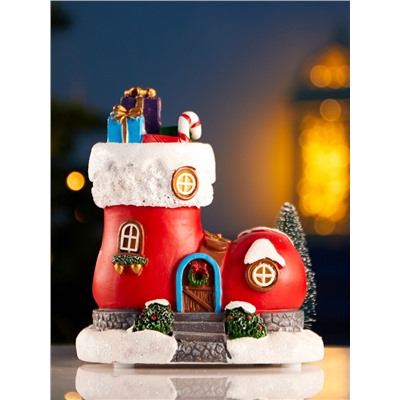 Светодиодная фигура «Волшебный сапожок», 13×11 см, 4 LED, от батареек АААx2, свечение тёплое белое