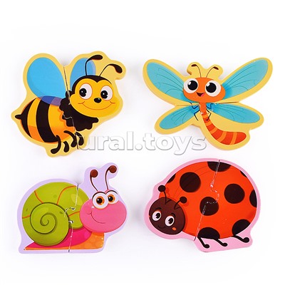 Пазл-вкладыш "Изучаем время. Лесная полянка"