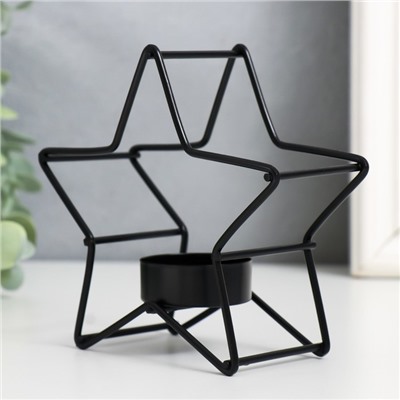 Подсвечник на 1 свечу «Звезда», металл, d=3.8 см, чёрный, 12×5×11.8 см