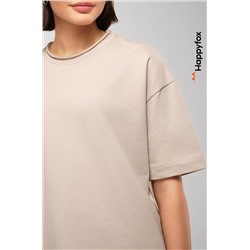Женская футболка оверсайз из футера двухнитки Happyfox