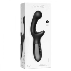 Черный вибромассажер с двумя моторами Le Wand XO - 19 см.