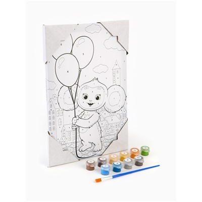 Картина по номерам с подрамником «Чебурашка с шарами», 20×30 см