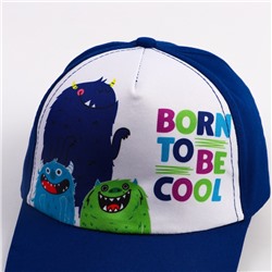Кепка детская для мальчика Born to be cool, синяя, р-р 52-54, 5-7 лет