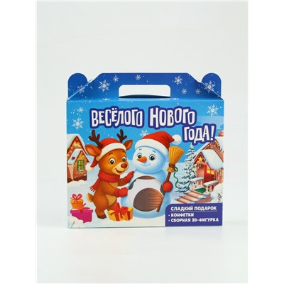 Сладкий детский новогодний подарок «Весёлого нового года», конфеты 300 г, 3Д конструктор