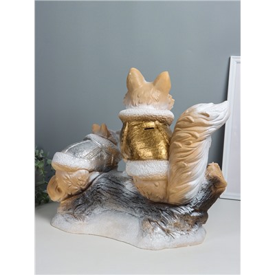 Копилка для денег «Лисичка на бревне», гипс, 45×49×23 см