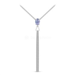 Колье из серебра с нат.танзанитом родированное 925 пробы Кц-2301-5рк464