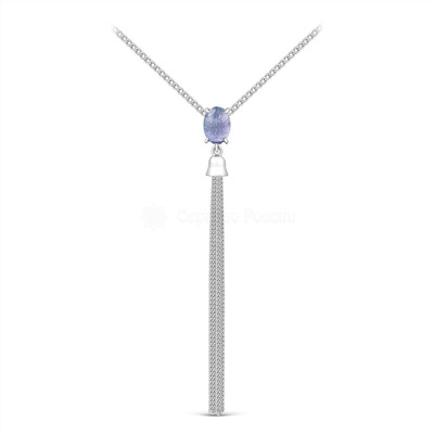 Колье из серебра с нат.танзанитом родированное 925 пробы Кц-2301-5рк464