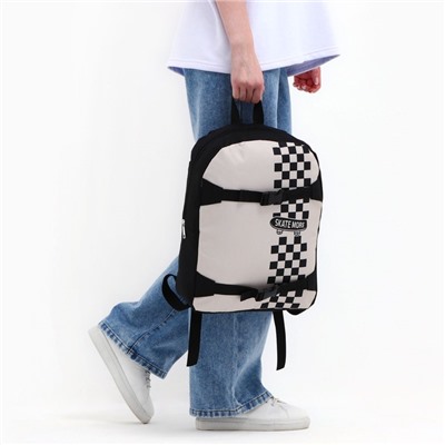 Рюкзак школьный текстильный с креплением для скейта Skate more, 38×29×11 см, чёрный, отдел на молнии