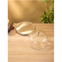 Тортовница со стеклянной крышкой, 20.5×20.5×16 см, нержавеющая сталь