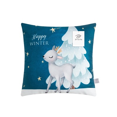 Подушка декоративная новогодняя «Этель. Happy winter», 40×40 см, велюр