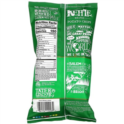 Kettle Foods, картофельные чипсы, сметана и лук, 142 г (5 унций)
