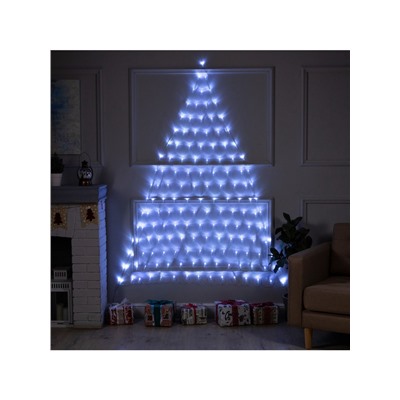 Гирлянда «Сеть-ёлка» 2×2 м, IP20, тёмная нить, 152 LED, свечение белое, 8 режимов, 220 В