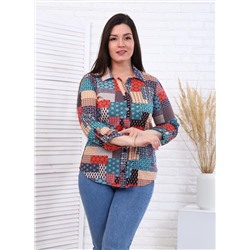 Пэчворк - рубашка бирюза