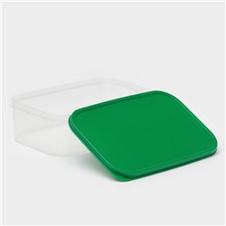 Контейнер для хранения еды Доляна, пищевой 1.2 л, пластик, прозрачный, крышка зелёная