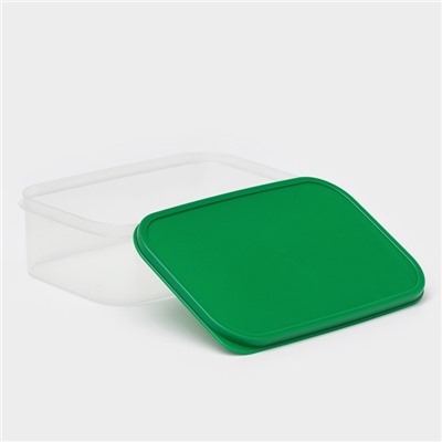 Контейнер для хранения еды Доляна, пищевой 1.2 л, пластик, прозрачный, крышка зелёная