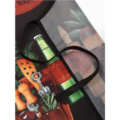 Фартук «Главный на кухне», черный, 65×80 см, оксфорд 210 г/м²