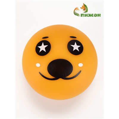 Игрушка для собак «Мяч монстр», 7 см, пищащая, винил, жёлтая