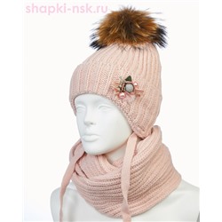 02-14-S (E) Комплект для девочки (шапка+снуд) (52-54)
