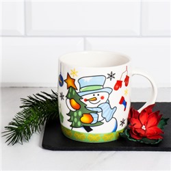 Кружка новогодняя 360 мл / Q447 /уп 72/ (Снеговик синий)
