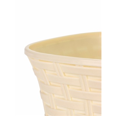 Кашпо для цветов «Ротанг», 2.3 л, 17.8×17.8×13.2 см, пластиковое, с поддоном, бежевое