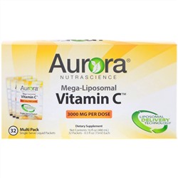 Aurora Nutrascience, Mega-Liposomal Vitamin C, липосомальный витамин C, 3000 мг, 32 порционные упаковки по 15 мл (0,5 жидк. унции)