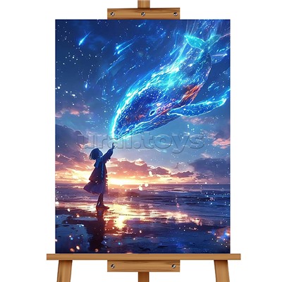 Мозаика алмазная "Дельфин и ребенок" 40*50см.