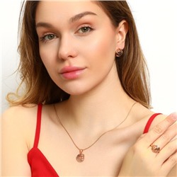 Комплект ювелирной бижутерии коллекция "Дубай" серьги, кулон и кольцо 17 р, двойное покрытие позолота и вставка из посеребрения, арт.213.365-17