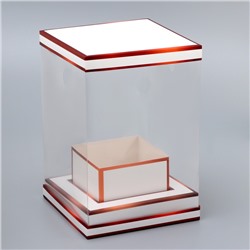 Коробка для цветов с вазой и PVC окнами складная, бронза, 16×23×16 см