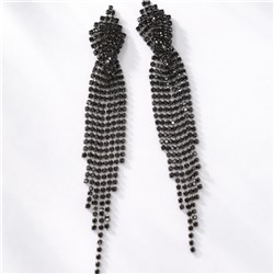 Серьги длинные висячие со стразами "Вечерние", цвет: черный, арт.012.020