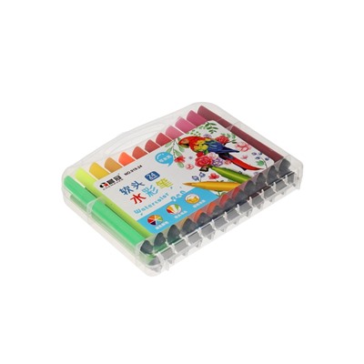 Фломастеры 24 цвета, в пластиковом пенале, треугольные, утолщённые, вентилируемый колпачок, МИКС