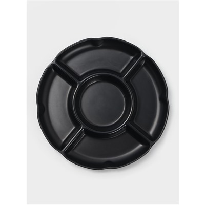 Менажница «Чёрный Восток», 5 секций, пластик, 25×2.5 см, диаметр центра 11 см, чёрная