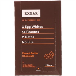 RXBAR, Protein Bar, Peanut Butter Chocolate, 12 Bars, 1.83 oz (52 g) Each