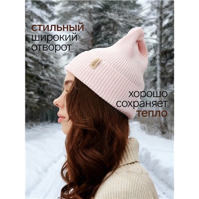 Шапка женская MINAKU, размер 52-56, цвет нежно-розовый