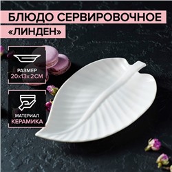 Блюдо сервировочное «Линден», 20×13×2 см, фарфор, белое