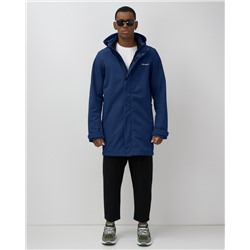 Парка спортивная мужская с капюшоном softshell синего цвета 9565S