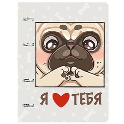 Тетрадь со сменным блоком 100л клетка на 4 кольцах "Я люблю тебя" ТКФ1005510 Listoff