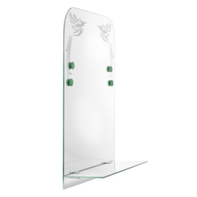 Зеркало интерьерное настенное «Райские птицы», с пескоструйной графикой, с фьюзингом, с полочкой, 35×45 см