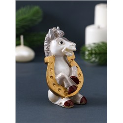 Свеча декоративная «Лошадка с подковой» 5.5×6×9 см, серебро