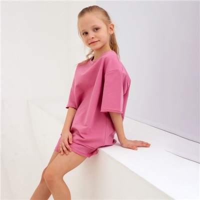 Костюм детский (футболка, шорты) MINAKU: Casual Collection, пудровый, рост 110 см