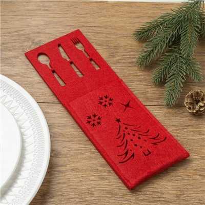 Набор конвертов для столовых приборов Доляна «Новый год», красный - 4 штуки