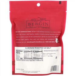 Bergin Fruit and Nut Company, Жареный миндаль, без соли, 198 г (7 унций)